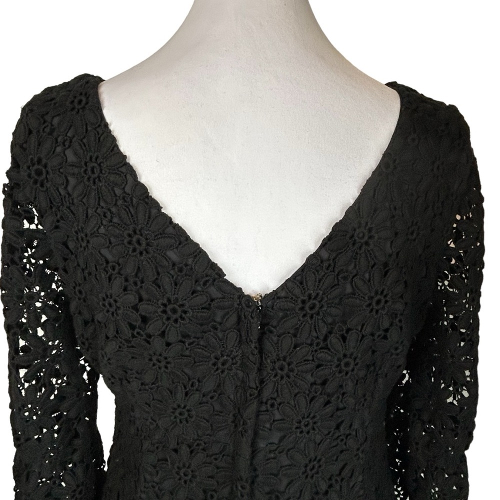 Lilly Pulitzer Shayna Black Lace Dress Daisy Sheath 3/4 Sleeves V Back Size 6 - Picture 6 of 14